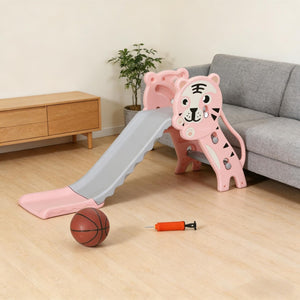 English Elm Kids 3 in 1 Toddler Climber Slide Set with Basketball Hoop for Playroom Fun T3971P439601