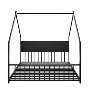 English Elm Twin House Bed Frame with Led Lights Iron Slats Low Profile Kids Bedroom W1820P234582