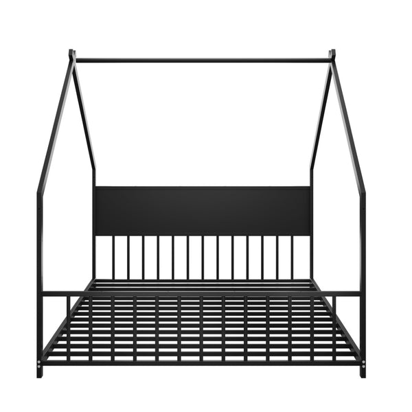 English Elm Twin House Bed Frame with Led Lights Iron Slats Low Profile Kids Bedroom W1820P234582