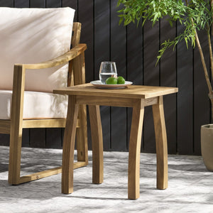 English Elm Selma Solid Acacia Wood Rectangular End Table Weatherproof Grain Finish Patio or Living Room N770P248135N