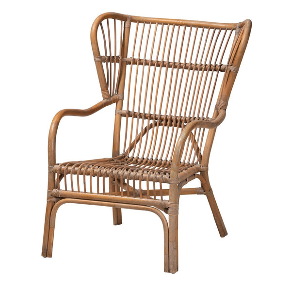 English Elm Modern Handcrafted Rattan Armchair Openwork Weave Bohemian Living Room Accent B2750P420360