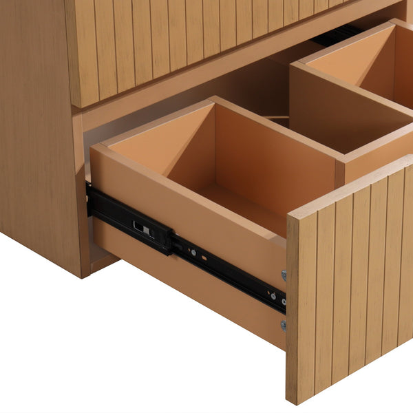 English Elm 24 Inch Floating Bathroom Vanity With Ceramic Sink - Modern Wall-Mounted Storage Cabinet In Light Brown W1550S00034