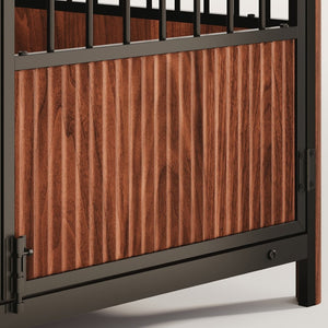 English Elm 31.5'' Walnut Fluted Wood Dog Crate Doubles as End Table for Small Medium Breeds W1820P336033