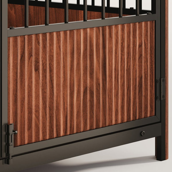 English Elm 31.5'' Walnut Fluted Wood Dog Crate Doubles as End Table for Small Medium Breeds W1820P336033