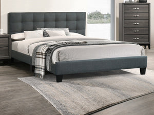 English Elm Modern Upholstered Queen Bed with Tufted Linen-Like Headboard, Slat Support, Contemporary Design Charcoal 67 L x 39 W x 5 H B011P243654