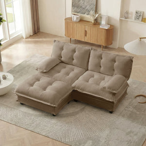 English Elm 77" Modular Cloud Sectional Chenille Couch Deep Lounge Seat with Ottoman for Living Room Light Coffee W714S01692