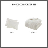 Madison Park Orly Cottage/Country 3 Piece Tufted Woven Comforter Set MP10-8376 Ivory