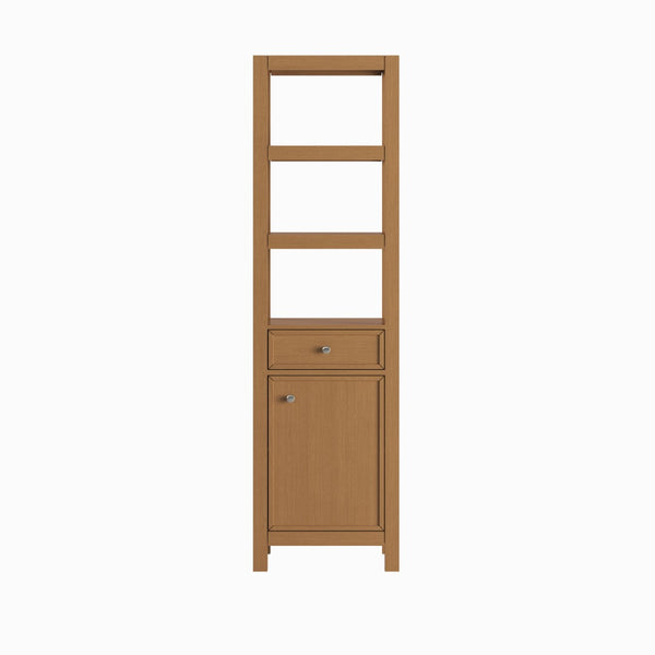 English Elm 20" Oak Finish Freestanding Bathroom Tower Cabinet with Soft Close Door and Drawer T3785P442242