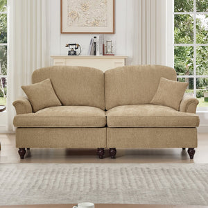 English Elm Elegant Mid Century Two-Seater Sofa Couch With Flared Arms, Removable Skirts & Premium Chenille W3041S00241