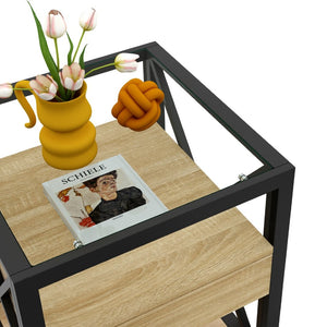 English Elm Set Of 2 Modern End Tables With Drawer - Industrial Style Nightstands For Stylish Storage & Decor W241P246921-GIGA