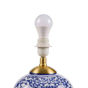 English Elm Blue Ceramic Ginger Jar Table Lamp with Classic Porcelain Base, Fabric Shade, 22.5" Height, Cord B035P280528