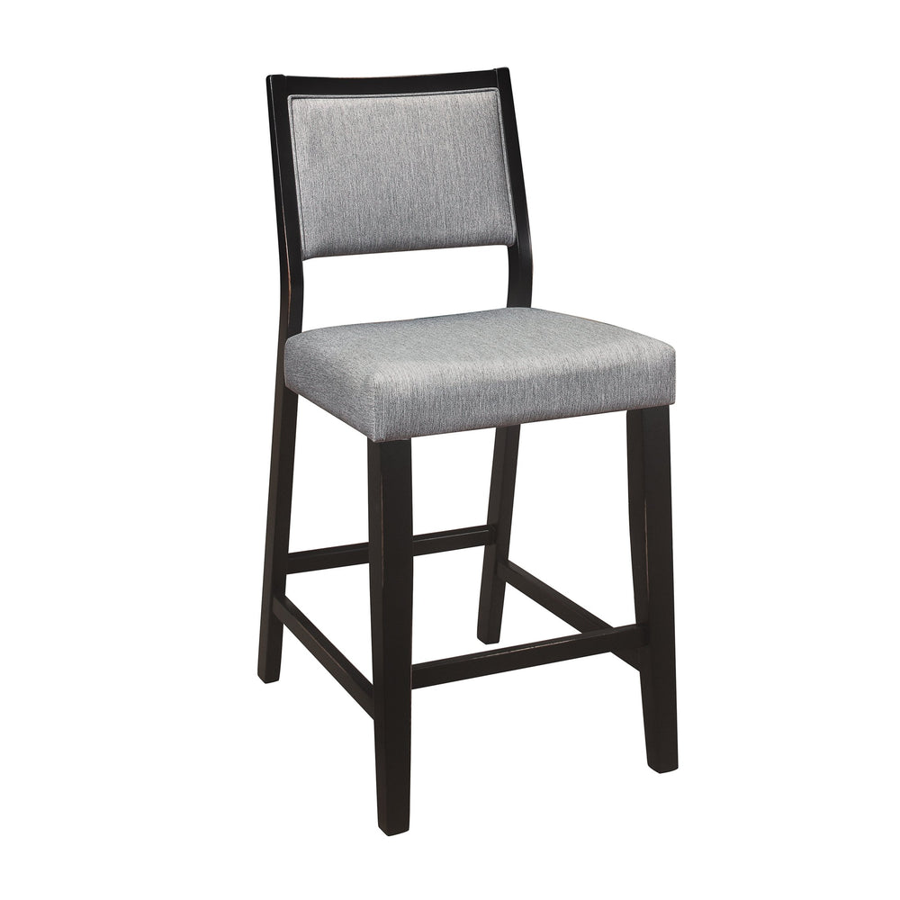 English Elm Black Stratus Counter Height Chairs Set of 2 – Gray Upholstered Seats, Black Wood Frame, Transitional Casual Dining B011P246321