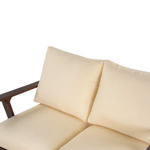 English Elm 2 Piece Acacia Wood Outdoor Sofa Set with Coffee Table and Weather Resistant Cushions Beige,Dark Brown N719P246159D
