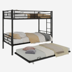 English Elm Heavy-duty Metal Twin over Twin Bunk Bed Black – Rust-Resistant Steel, Safety Rail, Non-Slip Ladder W1935P294225
