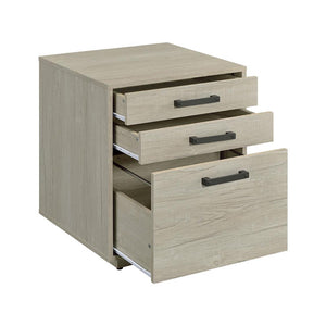 English Elm 3-drawer Contemporary Home Office File Cabinet in Whitewashed Grey with Gunmetal Pulls, Space-Saving Design B016P381096