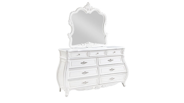 English Elm Opulence 9-Drawer Dresser In Pearl White – Vintage Charm Meets Modern Functionality For Your Bedroom B009P240961