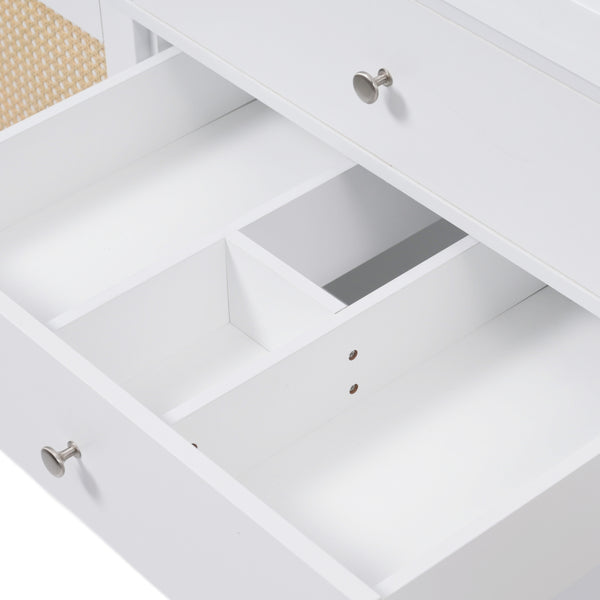 English Elm Christopher Knight Home® - 60" Modern Bathroom Vanity with Durable SMC Sink, Rattan Doors, Soft-Close Drawers, Pine Legs White N817P296130W