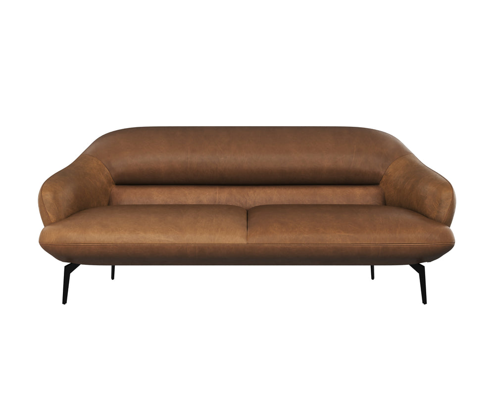 Sunpan Armani Sofa - Luxurious Italian Leather, Contemporary Design with Comfort and Style for Your Home Cognac Leather V1