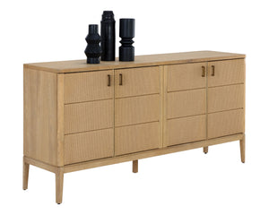 Sunpan Etienne Sideboard - Elegant Design with Antique Brass Handles and Unique Wood Character for Your Home Rustic Oak