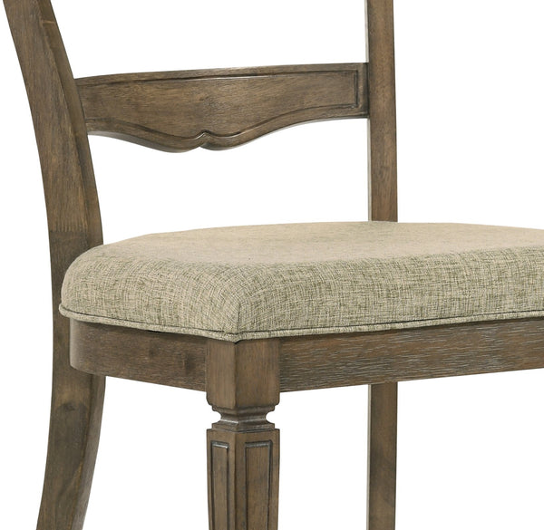 English Elm Parfield Light Brown Fabric Side Chair Set of 2 - 2" Foam Cushions, Solid Wood Frame, Antique Fluted Design B2726P264648