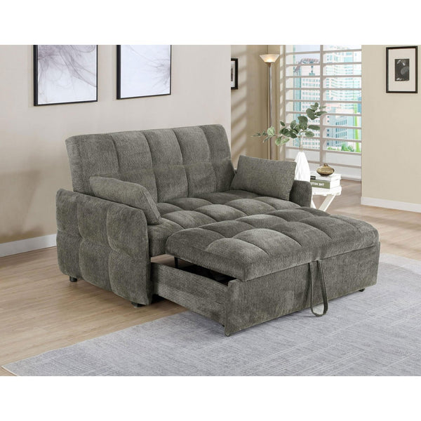 English Elm Alvara Dark Grey Tufted Sleeper Sofa Bed with 1" Memory Foam Topper, Compact Pull-Out Comfort B062P357830