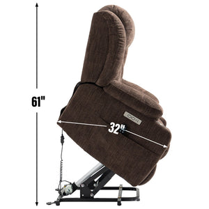 English Elm Up to 350 Lb Chenille Power Lift Recliner with Massage Heat and Usb Charging W1803S00048