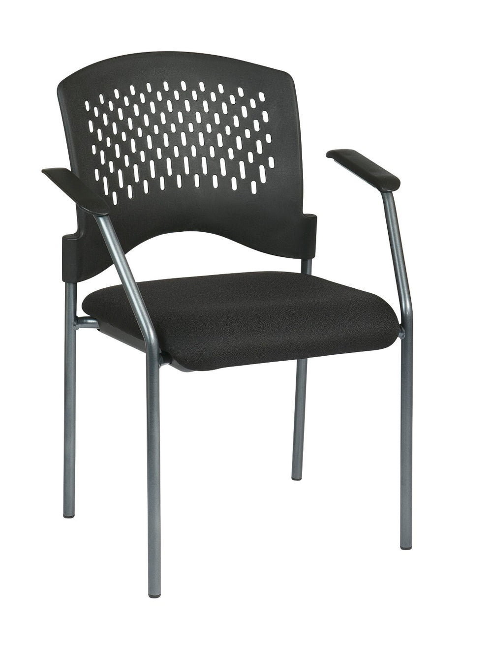OSP Home Furnishings Titanium Finish Stackable Guest Chair with Padded Seat for Modern Office Waiting Areas 8610-30