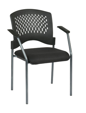 OSP Home Furnishings Titanium Finish Stackable Guest Chair with Padded Seat for Modern Office Waiting Areas 8610-30