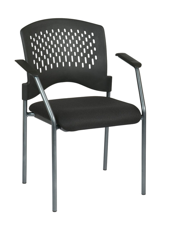 OSP Home Furnishings Titanium Finish Stackable Guest Chair with Padded Seat for Modern Office Waiting Areas 8610-30