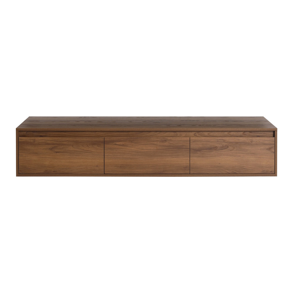 English Elm 60" Brown Ebony Wall Vanity Cabinet with 3 Soft-Close Drawers, Scratch & Water-Resistant Plywood Finish W999P205628