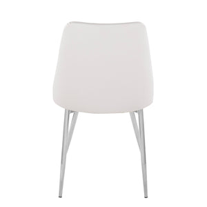 English Elm Marche Contemporary Dining Chairs Set Of 2 - White Faux Leather With Chrome Legs For Modern Spaces B202S01261