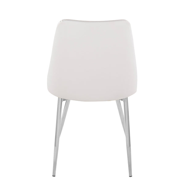 English Elm Marche Contemporary Dining Chairs Set Of 2 - White Faux Leather With Chrome Legs For Modern Spaces B202S01261