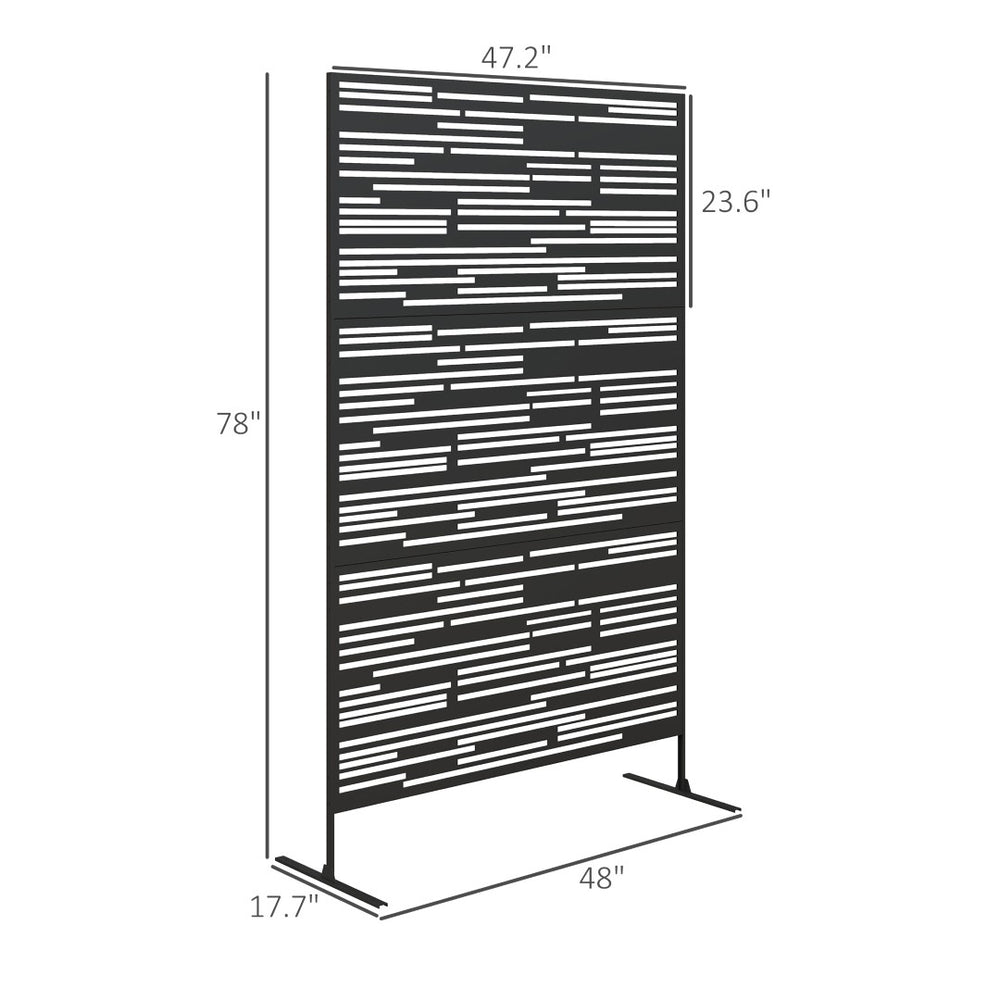 English Elm Metal Powder Coated Steel Trellis Screen Three Panel Rhombus Patio Garden Divider T3971P421213