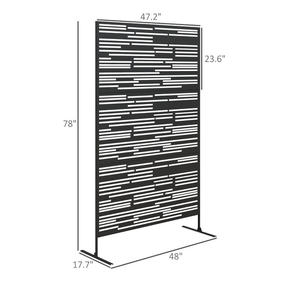 English Elm Metal Powder Coated Steel Trellis Screen Three Panel Rhombus Patio Garden Divider T3971P421213