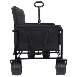 English Elm 3-in-1 Convertible Folding Utility Wagon with Bench Seat Carbon Steel Heavy Duty Black W2932P315006