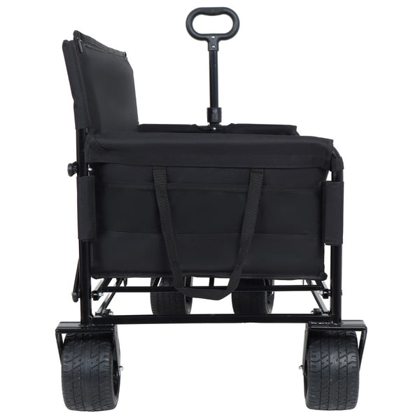 English Elm 3-in-1 Convertible Folding Utility Wagon with Bench Seat Carbon Steel Heavy Duty Black W2932P315006