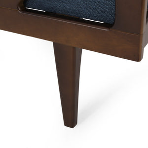 English Elm Chaise Lounge with Button Tufting Waffle Stitch Bentwood Frame for Living Room 70758.00NBLU