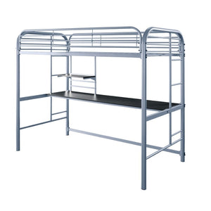 English Elm Metal Twin Loft Bed with Dual Ladders Powder Coated Steel Frame for Kids Rooms B056P417096