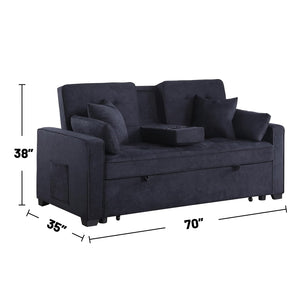 English Elm Woven Convertible Sleeper Loveseat with Dropdown Console, USB Ports, Cup Holders & Storage Pockets - Dark Gray B016S00046