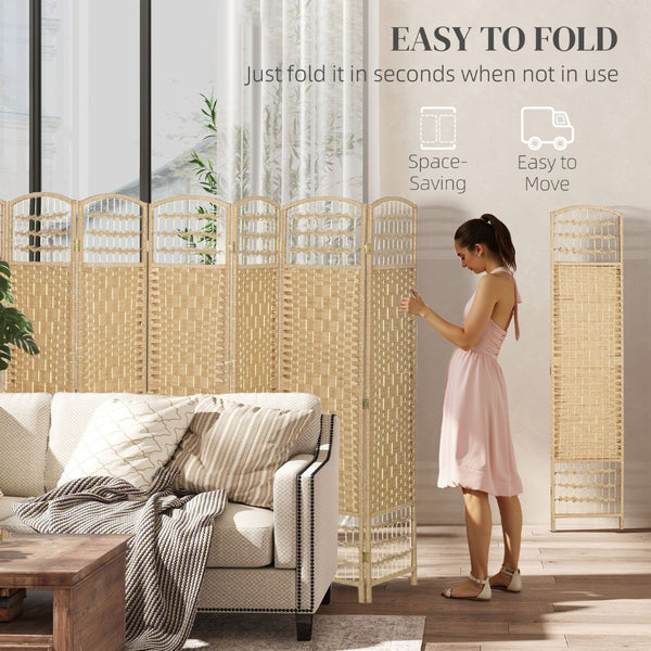 English Elm Homcom Eight Panel Woven Bamboo Room Divider Arched Freestanding Privacy Partition W2225P485585
