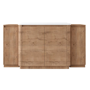 English Elm 64'' Freestanding Bathroom Vanity Oak Melamine Plywood with Ceramic Sink Soft Close W999S00515
