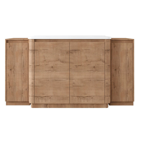 English Elm 64'' Freestanding Bathroom Vanity Oak Melamine Plywood with Ceramic Sink Soft Close W999S00515