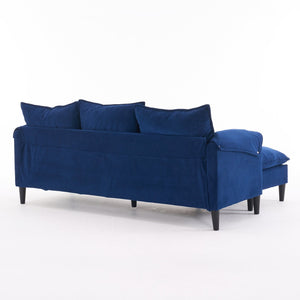 English Elm Convertible Convertible sofa with storage footstools, compact U-shaped 2-seater for small spaces, durable fabric comfort Blue W2012P252427