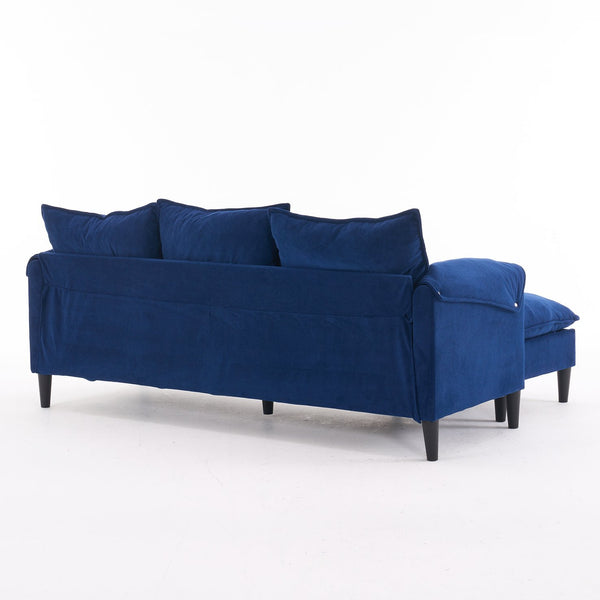 English Elm Convertible Convertible sofa with storage footstools, compact U-shaped 2-seater for small spaces, durable fabric comfort Blue W2012P252427