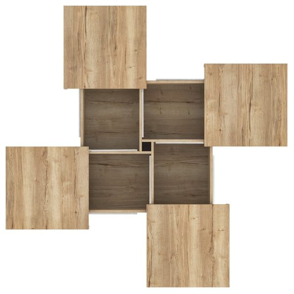 English Elm Square Marble Veneer Coffee Table with Sliding Top Hidden Storage Pedestal Base Natural N735P388120N