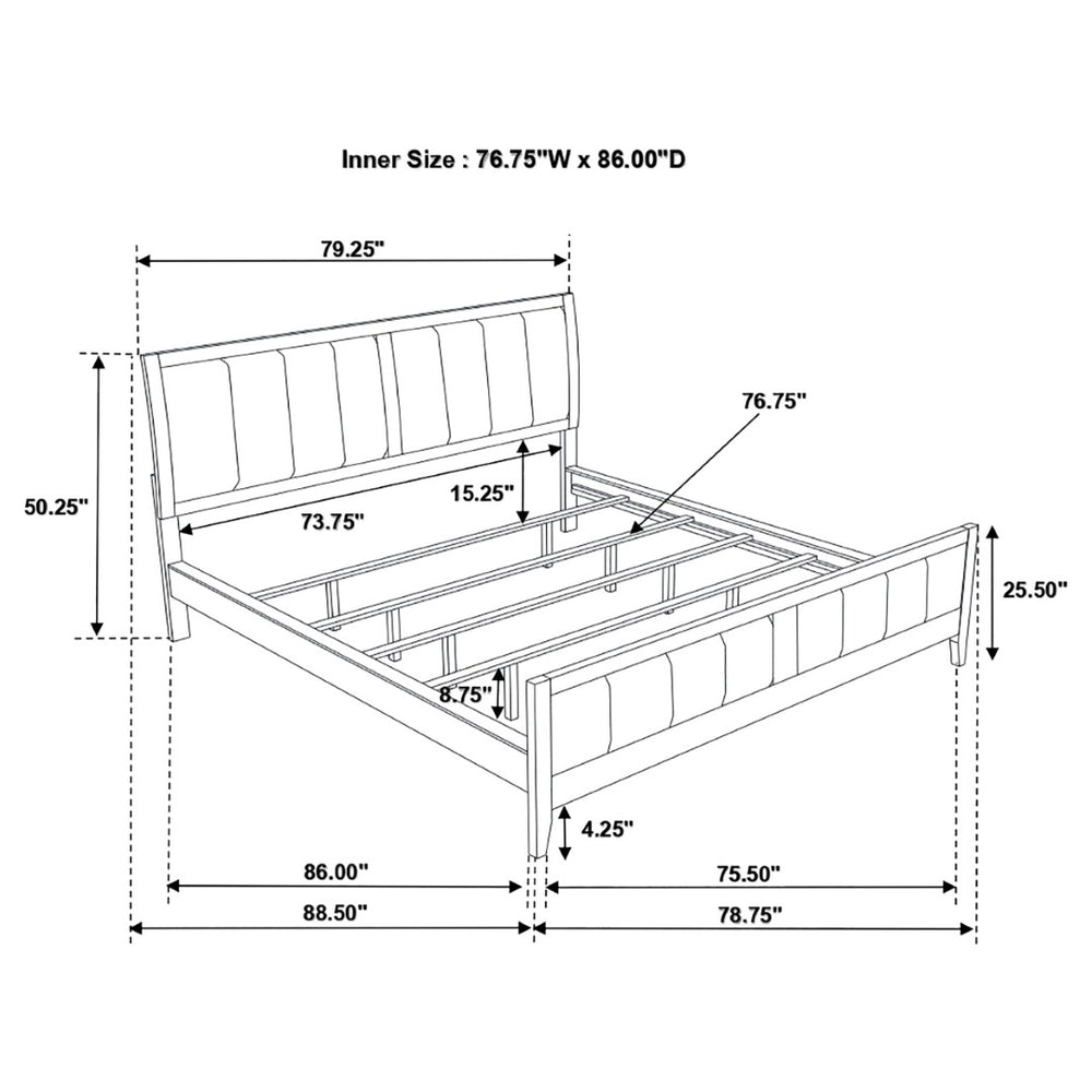 English Elm Teste California King Panel Bed - Black Faux Leather Upholstered With Cappuccino Wood Frame Elegance B062S01094-GIGA
