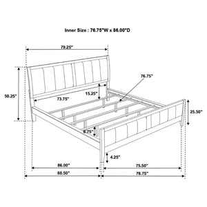 English Elm Teste California King Panel Bed - Black Faux Leather Upholstered With Cappuccino Wood Frame Elegance B062S01094-GIGA