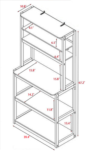 English Elm 39.37" 5-Tier Bakers Rack for Kitchen with Spacious Shelves, Durable Particle Board, Coffee Bar Stand Brown+White W1412P230434