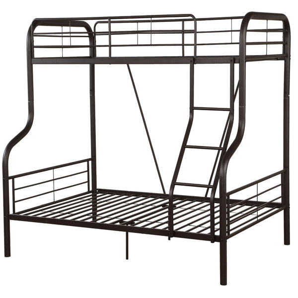 English Elm Sandy Black Twin Over Full Bunk Bed - Sturdy, Space-Saving Design With Built-In Ladder & Safety Features B062S00464-GIGA
