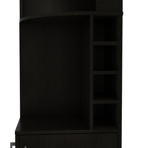 English Elm Syrah Corner Bar Cabinet with 8 Bottle Cubbies, 12-Glass Rack, Double Doors & Two Shelves - Black B070P217879